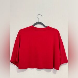COS Red Cropped Tee - Boxy Crewneck
